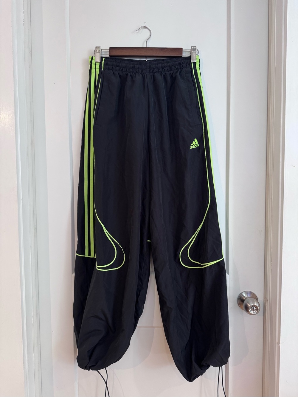 Black & Green Adidas Oversized Woven Track Pants
